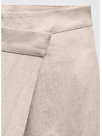 Asymmetric Wrap Tailored Trousers (Sand) - Milaro
