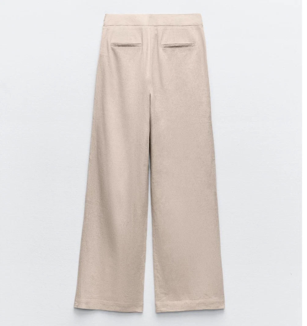Asymmetric Wrap Tailored Trousers (Sand) - Milaro