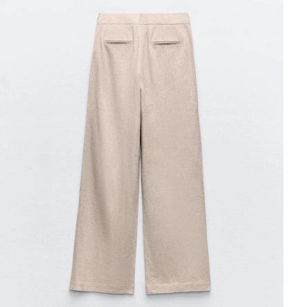Asymmetric Wrap Tailored Trousers (Sand) - Milaro