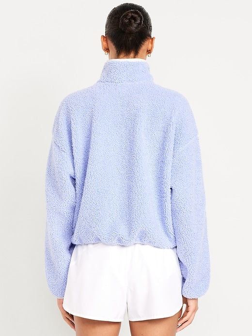 Loose Sherpa Quarter-Zip Pullover