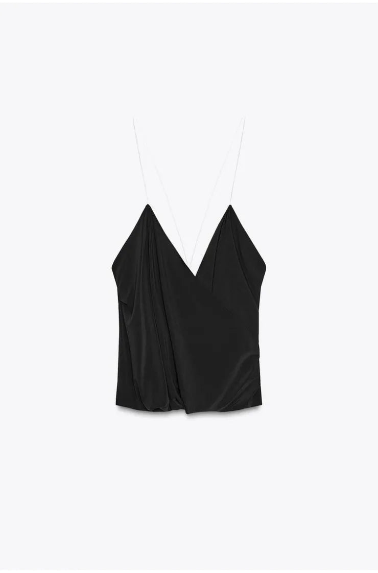 Draped Silk Camisole – Noir - Milaro
