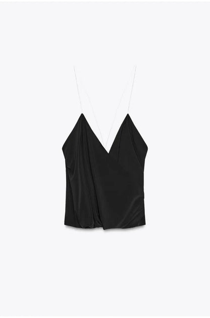 Draped Silk Camisole – Noir - Milaro