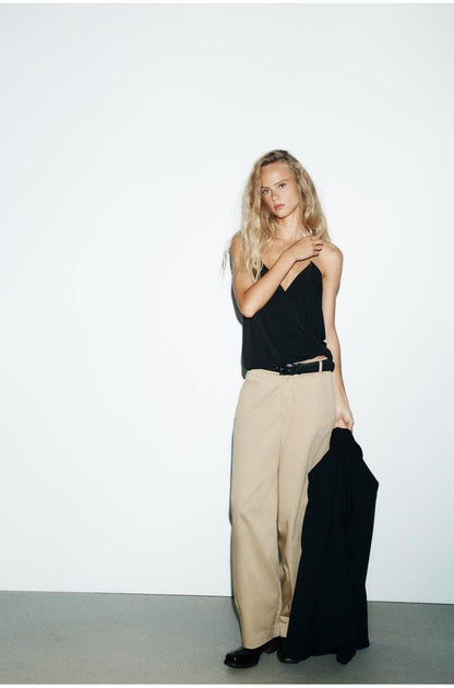 Draped Silk Camisole – Noir - Milaro