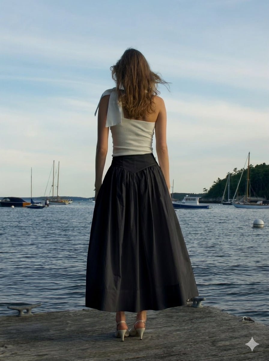 Gathered Panel Maxi Skirt – Black - Milaro