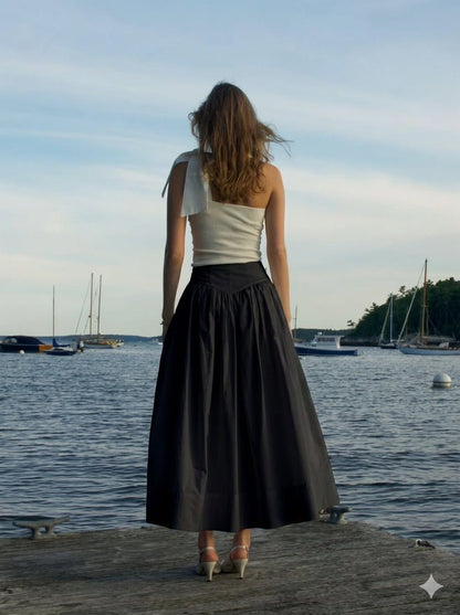 Gathered Panel Maxi Skirt – Black - Milaro