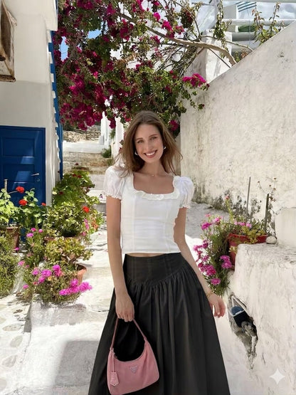 Gathered Panel Maxi Skirt – Black - Milaro