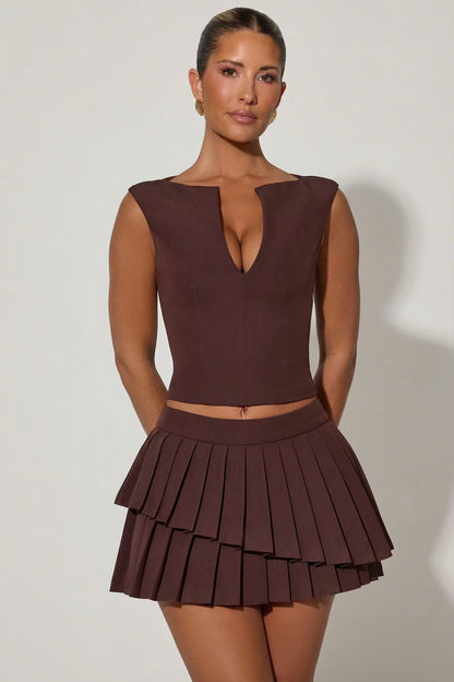 Layered Pleated Low - Rise Mini Skirt Co - ord - Milaro