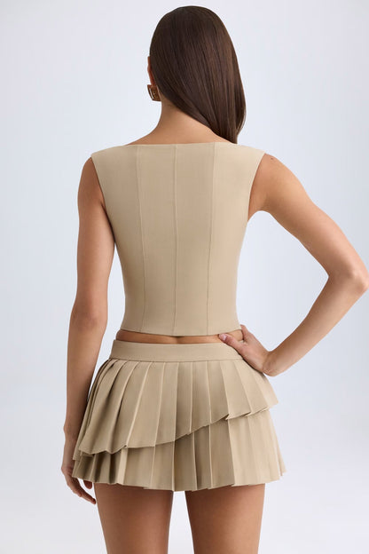Layered Pleated Low - Rise Mini Skirt Co - ord - Milaro