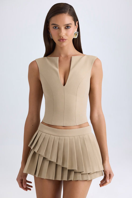 Layered Pleated Low - Rise Mini Skirt Co - ord - Milaro