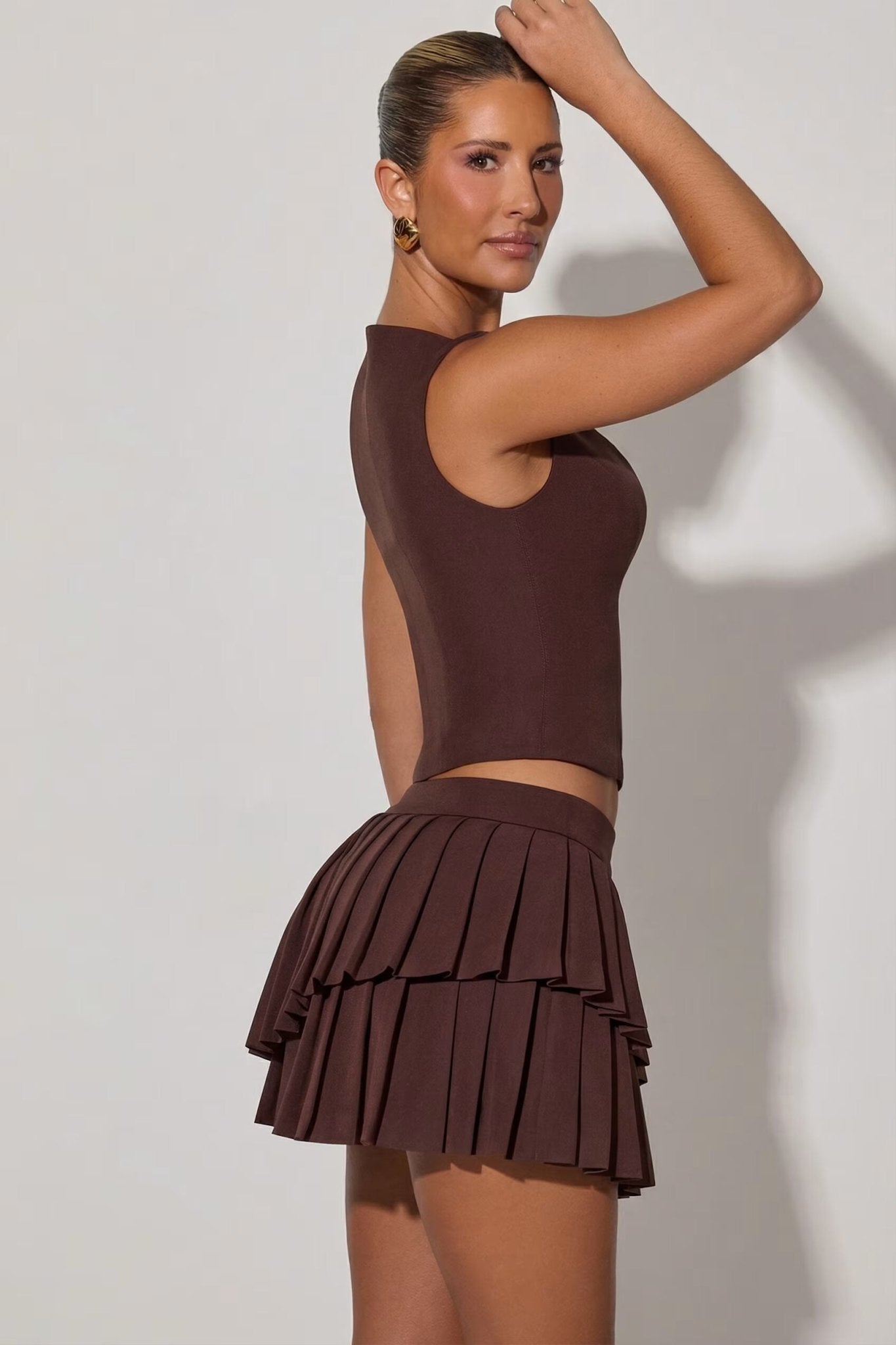 Layered Pleated Low - Rise Mini Skirt Co - ord - Milaro