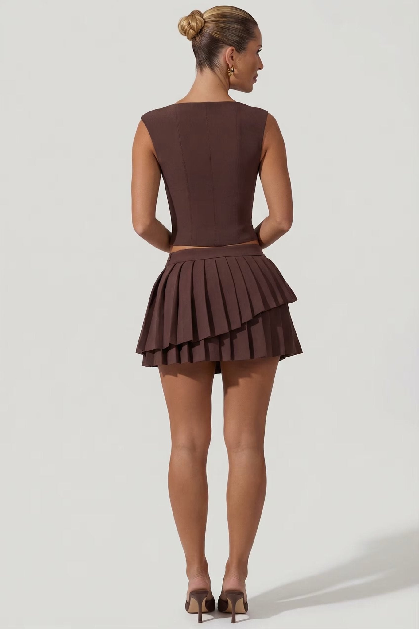 Layered Pleated Low - Rise Mini Skirt Co - ord - Milaro
