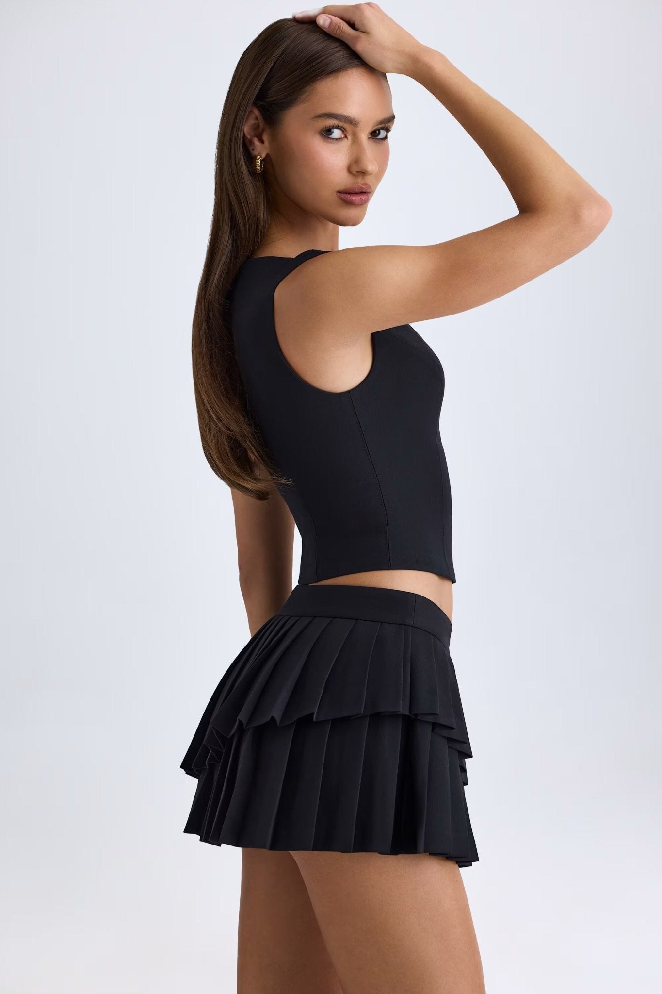 Layered Pleated Low - Rise Mini Skirt Co - ord - Milaro