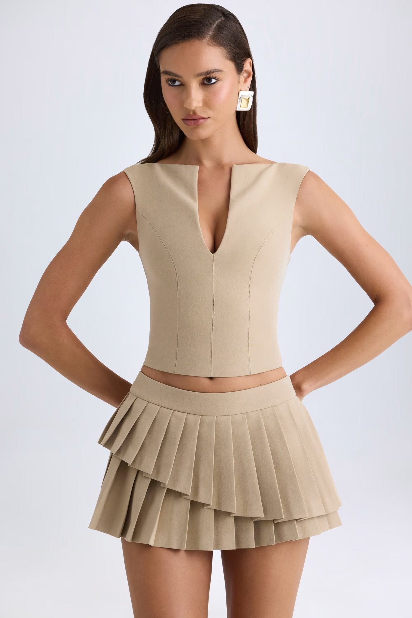 Layered Pleated Low - Rise Mini Skirt Co - ord - Milaro