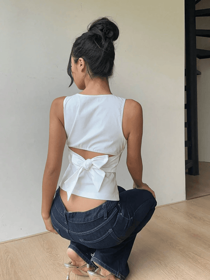 Open - Back Bow Detail Top - Milaro